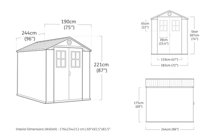 Keter Caseta De Jardín Darwin 6x8 Cobertizo 190x244x221 Wxdxh Cm