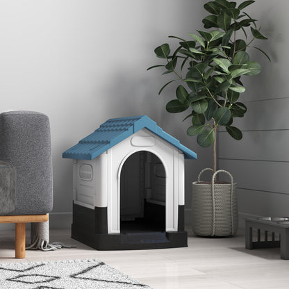 Pawhut Caseta Para Perros Mini Para Exterior Con 3 Ventanas 64,5x57x66 Cm Azul_3