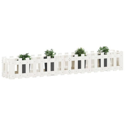 Arriate Elevado Jardín Con Valla Madera Pino Blanco 200x30x30cm_2