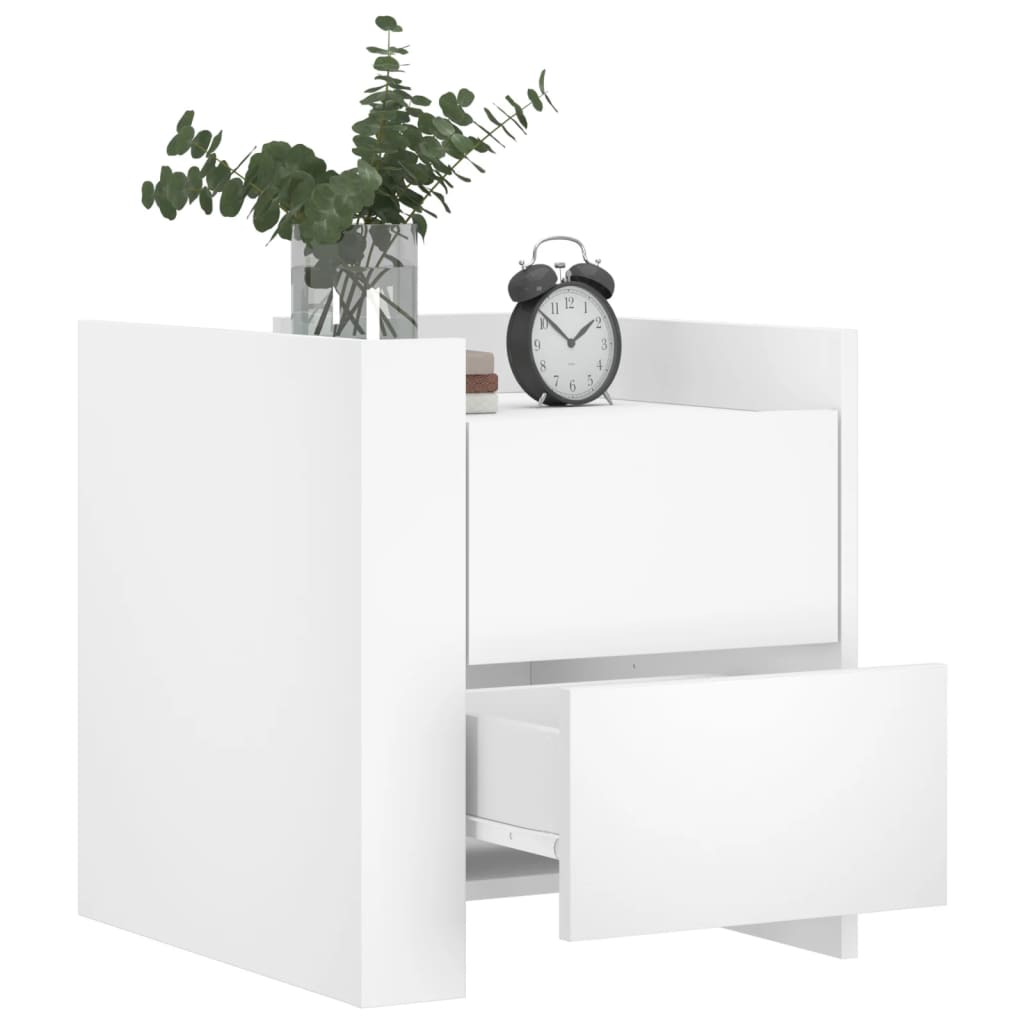 Mesita De Noche Madera De Ingeniería Blanco 45x50x50 Cm_1