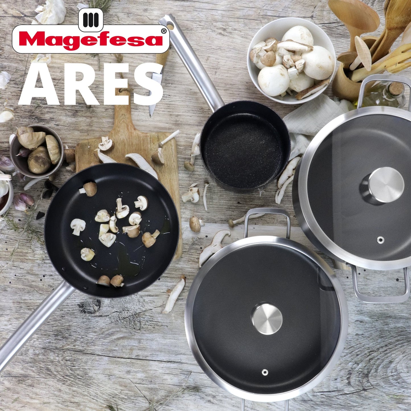 Cacerola 20ø 'ares' Acero Esmaltado Negro Magefesa