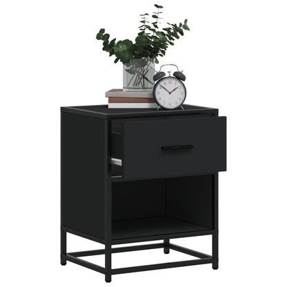Mesita De Noche Madera Ingeniería Negro 40x31x50 Cm_2