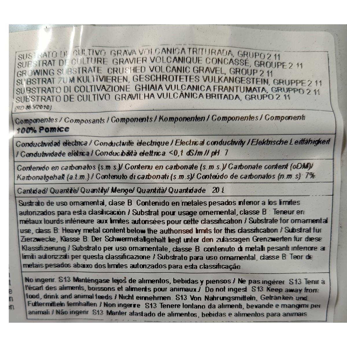 Sustrato Bonsái Pomice grano pequeño 3 - 8 mm, 20 L
