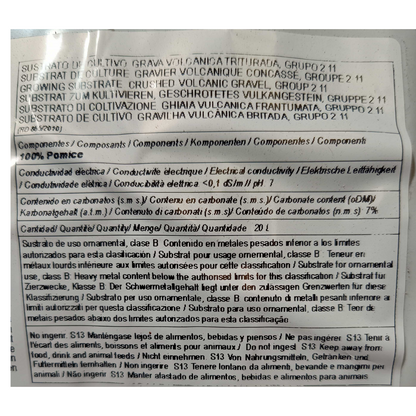 Sustrato Bonsái Pomice grano pequeño 3 - 8 mm, 20 L