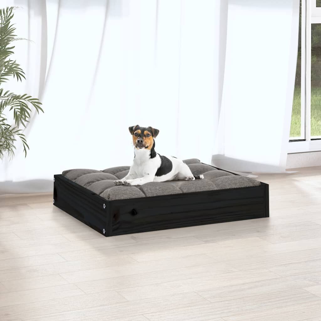 Vidaxl Cama Para Perros Madera Maciza De Pino Negro 51,5x44x9 Cm_4