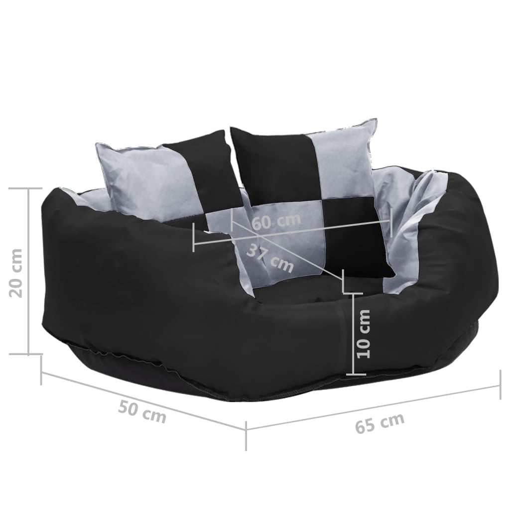Vidaxl Cojín Para Perro Reversible Y Lavable Gris Y Negro 65x50x20 Cm_2