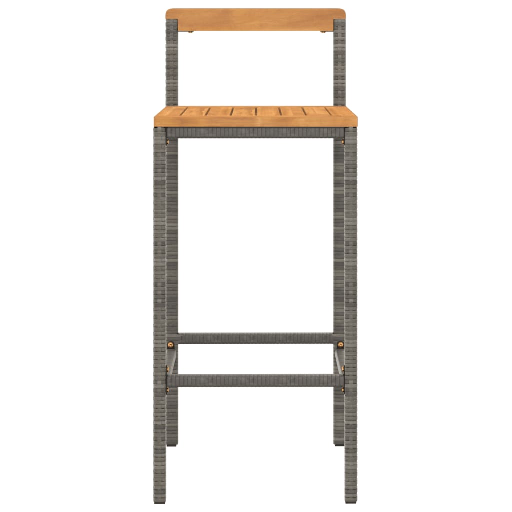 Taburetes Altos 2 Uds Madera De Acacia Y Ratán Sintético Gris_2