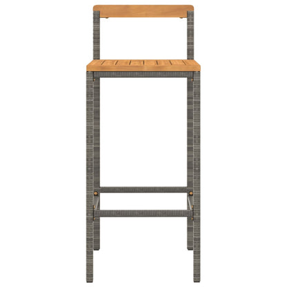 Taburetes Altos 2 Uds Madera De Acacia Y Ratán Sintético Gris_2