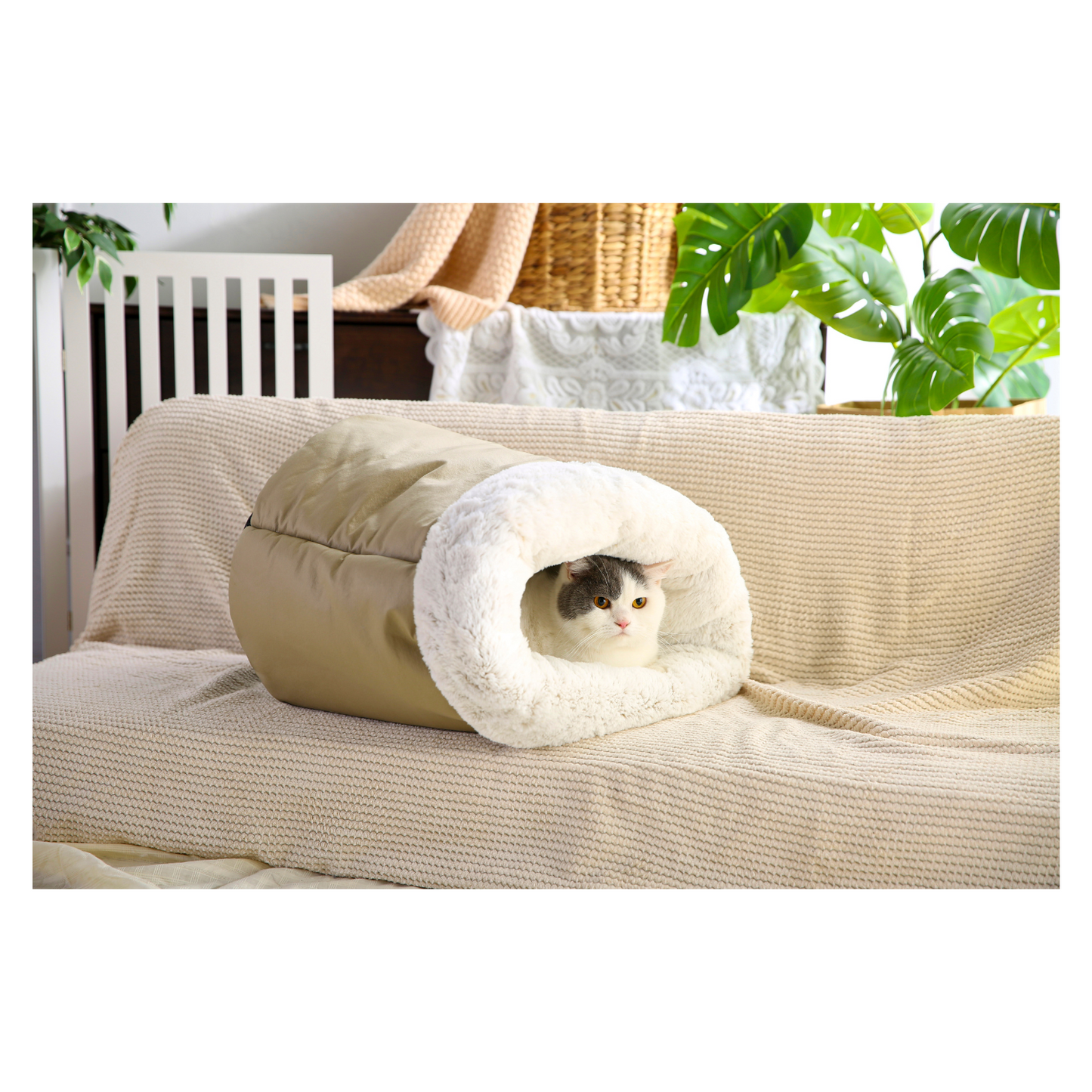Wuapu Cama Para Gato 45x55cm En Forma De Cueva O Saco Con Interior De Pelo_1