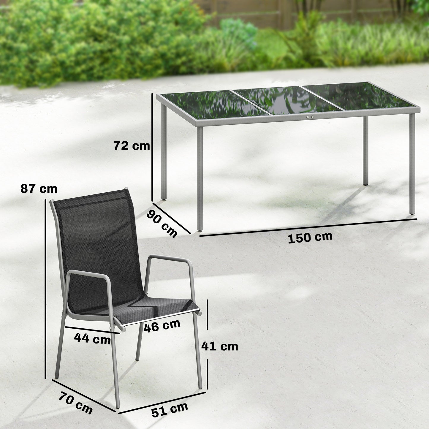 Outsunny Conjunto De Mesa Y Sillas Jardín De 7 Piezas Con Sillas Transpirables_2