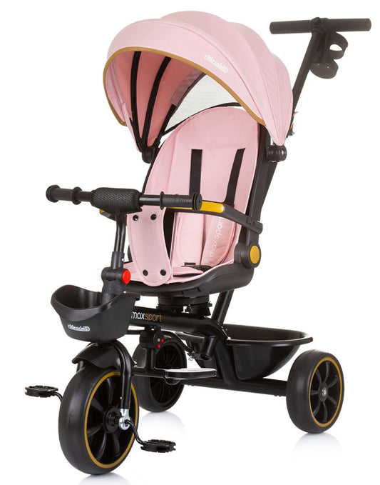 Triciclo Con Capota Y Mango Parental Max Sport Flamingo_0