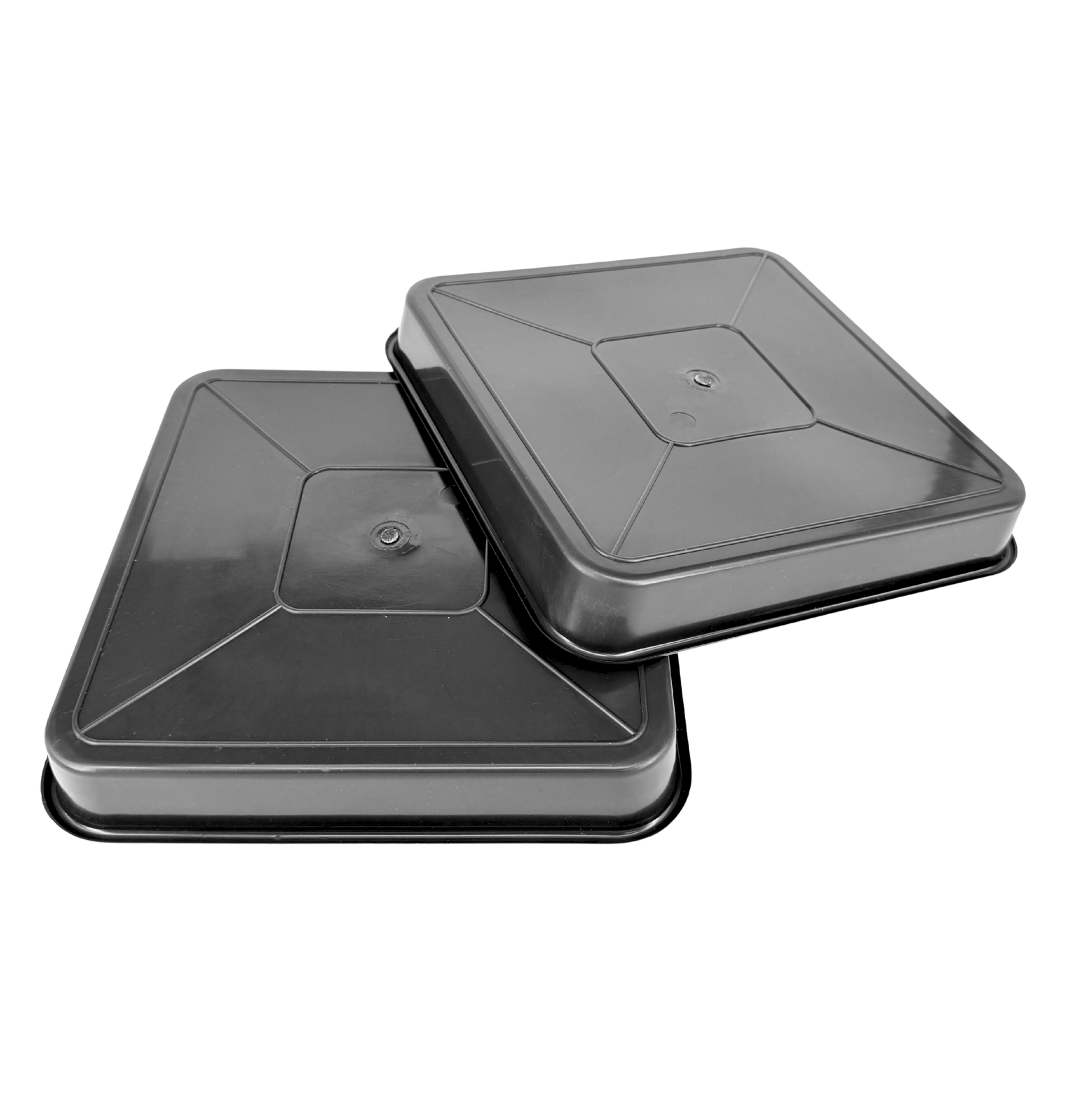 Pack 50 Platos Cuadrados Negros 15x15 Cm | Sin Agujeros, Plástico Grueso – Para Macetas, Drenaje Y Germinación