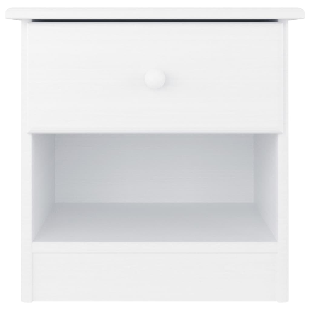 Mesita De Noche Alta Madera Maciza De Pino Blanco 41x35x41 Cm_1