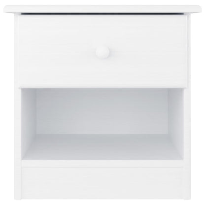 Mesita De Noche Alta Madera Maciza De Pino Blanco 41x35x41 Cm_1