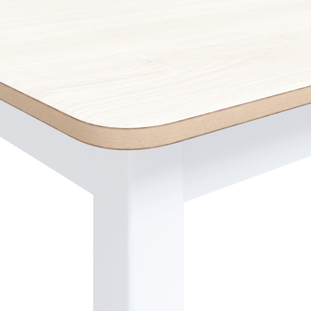 Mesa De Comedor Madera De Caucho Blanco Y Marrón 114x71x75 Cm_3