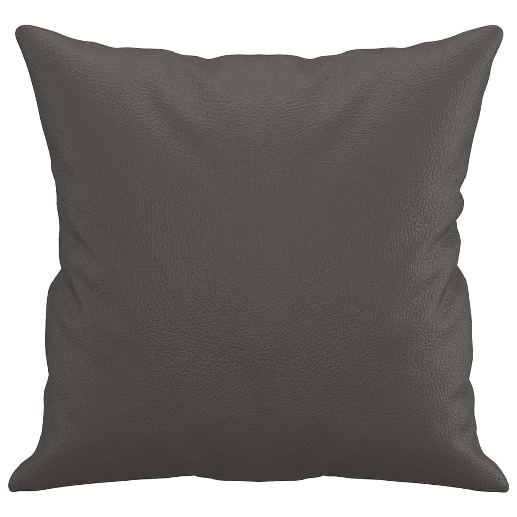 Vidaxl Cojines Decorativos 2 Uds Cuero Sintético Gris 40x40 Cm_3