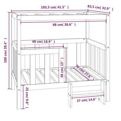 Vidaxl Cama Para Perros Madera Maciza De Pino Blanco 105,5x83,5x100 Cm_2