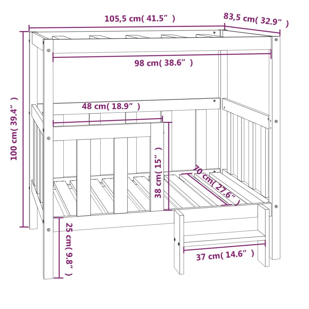 Vidaxl Cama Para Perros Madera Maciza De Pino 105,5x83,5x100 Cm_2