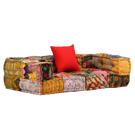 Vidaxl Puf Modular De 2 Plazas De Tela Patchwork_0