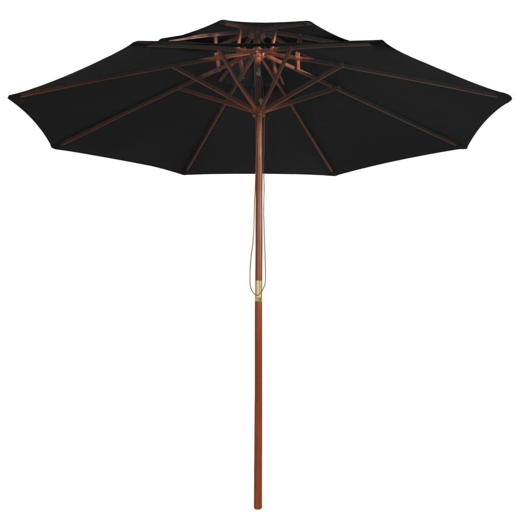 Vidaxl Sombrilla De Dos Niveles Palo De Madera Negra 270 Cm_1