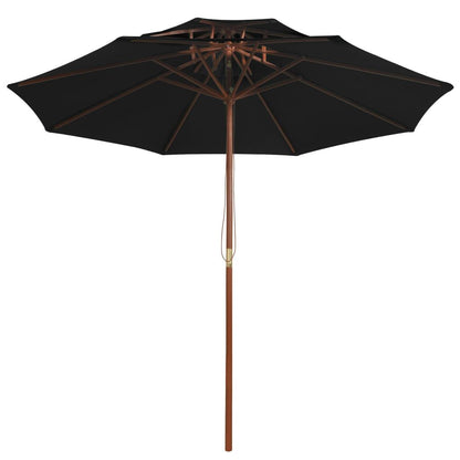 Vidaxl Sombrilla De Dos Niveles Palo De Madera Negra 270 Cm_1