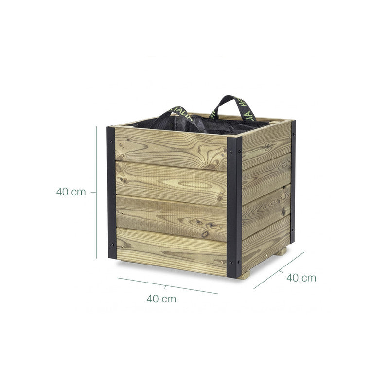 Jardinera De Madera Con Refuerzo De Aluminio 40x40x40 Cm Pun Al Hortalia_5