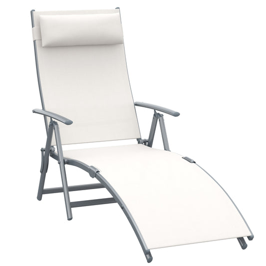 Outsunny Tumbona Plegable Con Respaldo Ajustable 137x63,5x100,5 Cm Beige_0