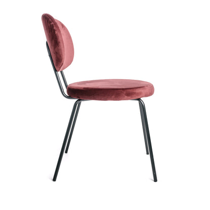 Juego De 4 Sillas De Comedor De Terciopelo Burdeos - Rojo Industrial Pata De Metal 44x58x80cm- Muebles De Comedor_2