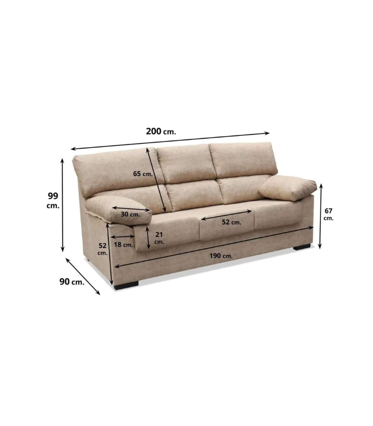 Sofá Tres Plazas Irene Tapizado Beige 200 Cm (ancho) X 99 Cm (alto) X 90 Cm (fondo)_3