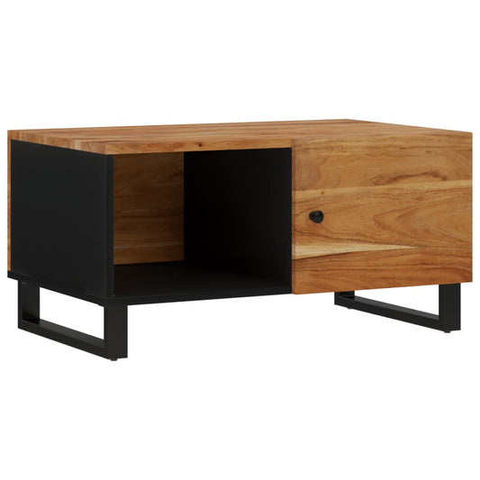 Mesa De Centro Madera Maciza Acacia Y Contrachapada 80x50x40 Cm_0