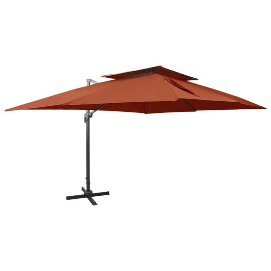 Vidaxl Sombrilla De Jardín Voladiza Con Doble Techo Terracota 400x300 Cm_0