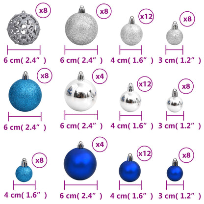 Vidaxl Bolas De Navidad 100 Unidades Azul Y Plateado 3 / 4 / 6 Cm_2