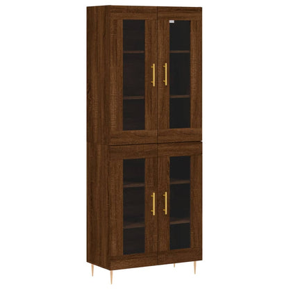 Aparador Alto Madera Contrachapada Marrón Roble 69,5x34x180 Cm_1
