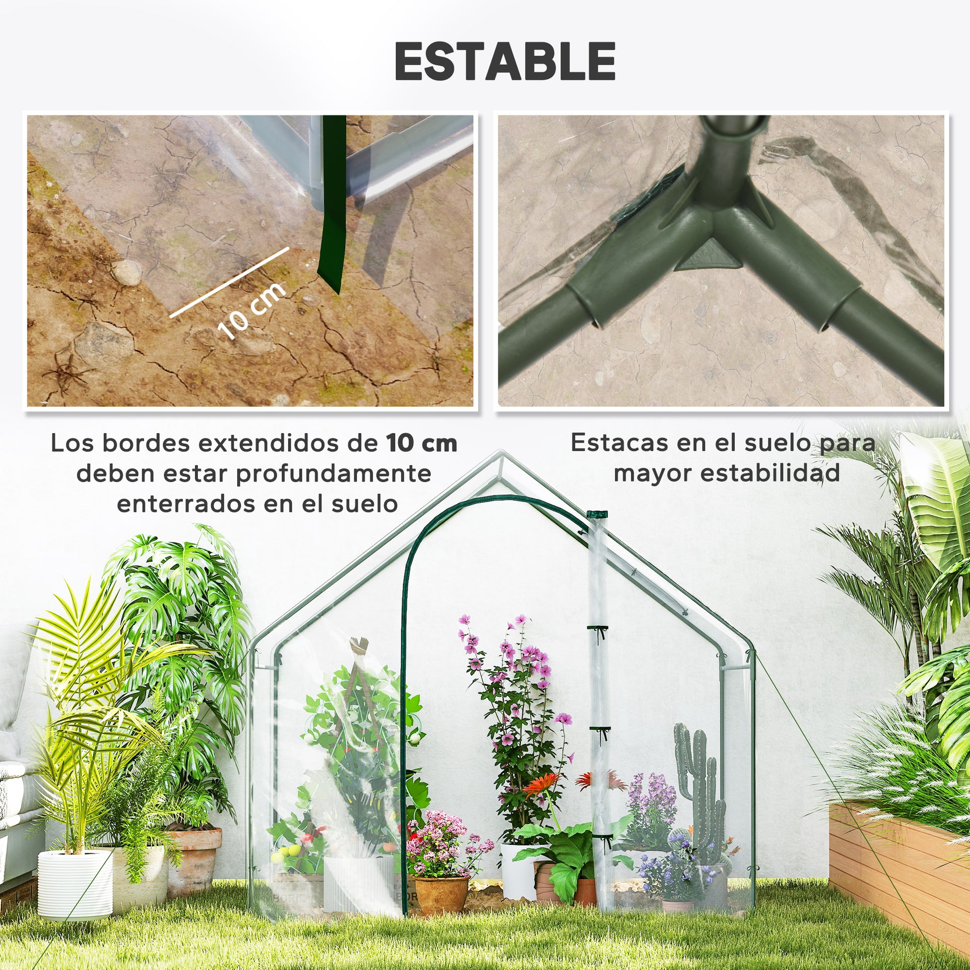 Outsunny Invernadero Pequeño Con Puerta Con Cremallera 180x100x168 Cm Verde_5