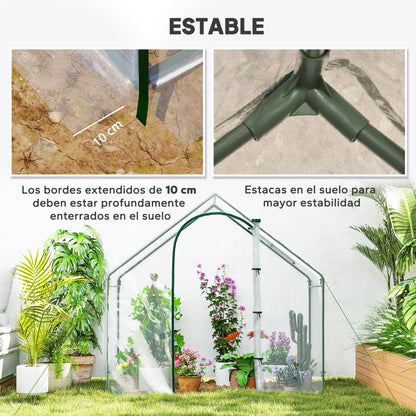 Outsunny Invernadero Pequeño Con Puerta Con Cremallera 180x100x168 Cm Verde_5
