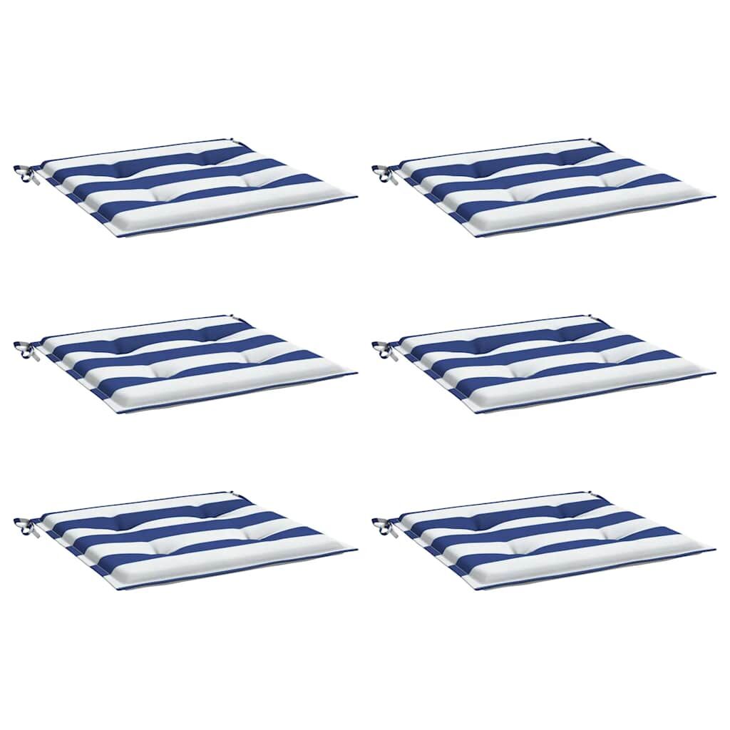 Vidaxl Cojines Silla Jardín 6 Uds Tela A Rayas Azul Y Blanco 50x50x4cm_0