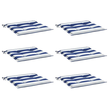 Vidaxl Cojines Silla Jardín 6 Uds Tela A Rayas Azul Y Blanco 50x50x4cm_0