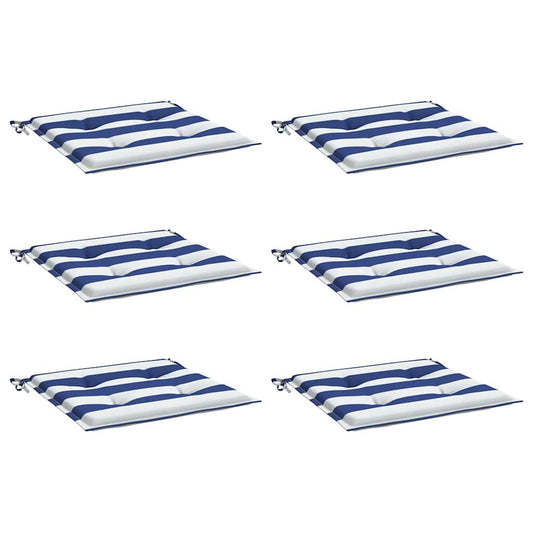 Vidaxl Cojines Silla Jardín 6 Uds Tela A Rayas Azul Y Blanco 50x50x4cm_0
