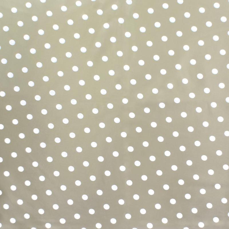 Mantel Hule Rectangular Topos Beige. Impermeable Antimanchas Pvc 140 Cm. X 20 Metros. Rollo Recortable. Interior Y Exterior