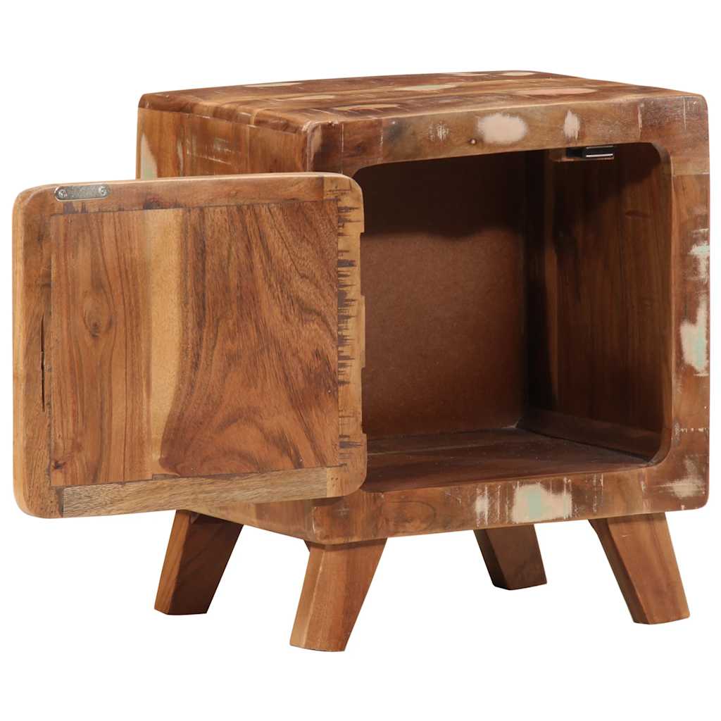 Mesita De Noche 40x32x46 Cm Madera Maciza Reciclada_3