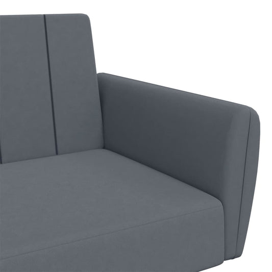 Sofá Cama De 2 Plazas Con Taburete Terciopelo Gris Oscuro / Vetonek_0