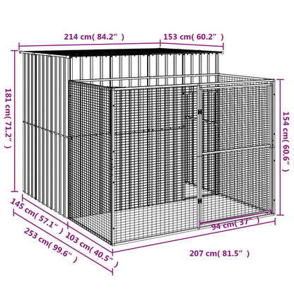Vidaxl Caseta Perros Corral Acero Galvanizado Gris Claro 214x253x181cm_2