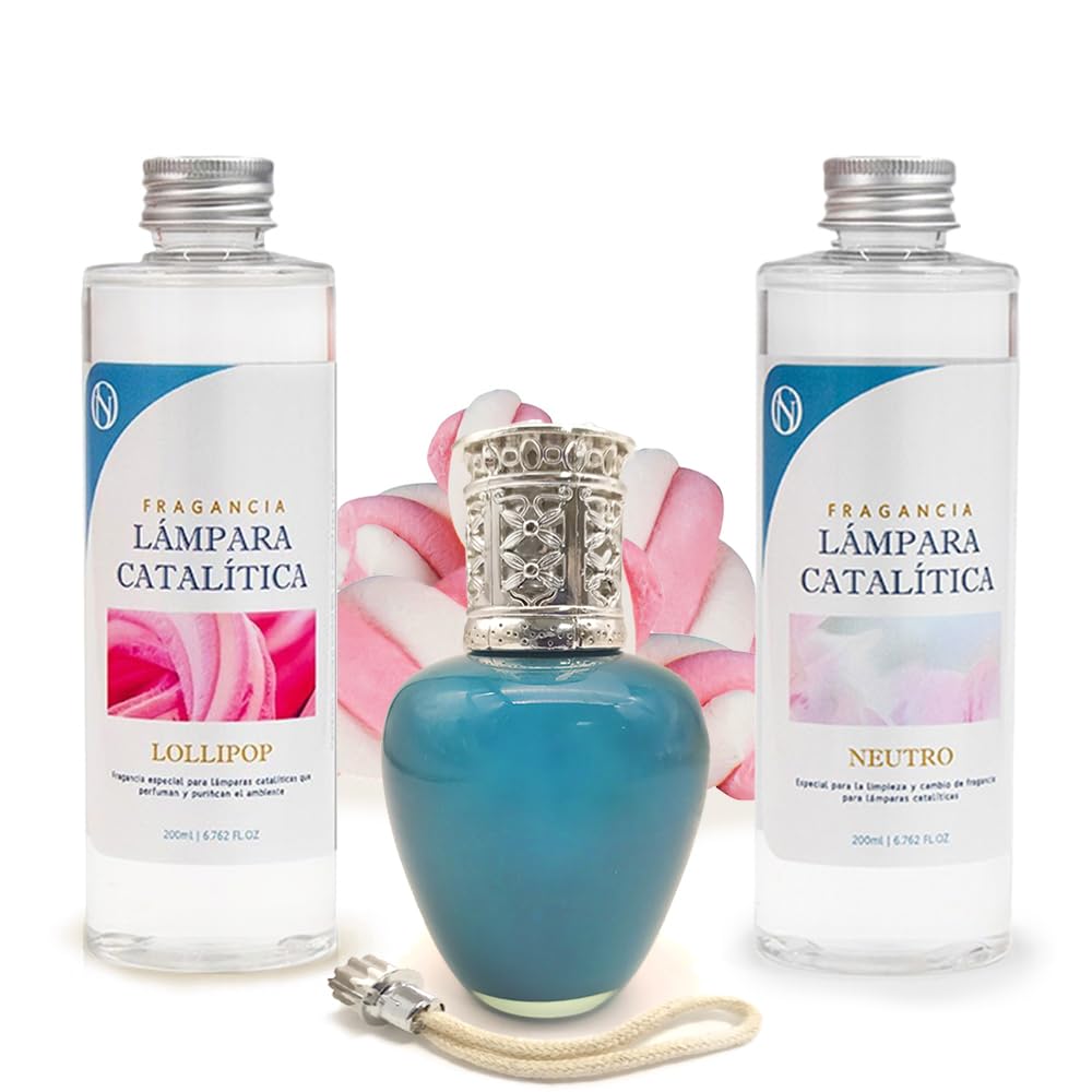 Pack Ahorro Lámpara Catalítica Aqua Marina + Fragancia Lollipop 200ml + Limpiador Neutro 200ml + Mecha De Repuesto_0