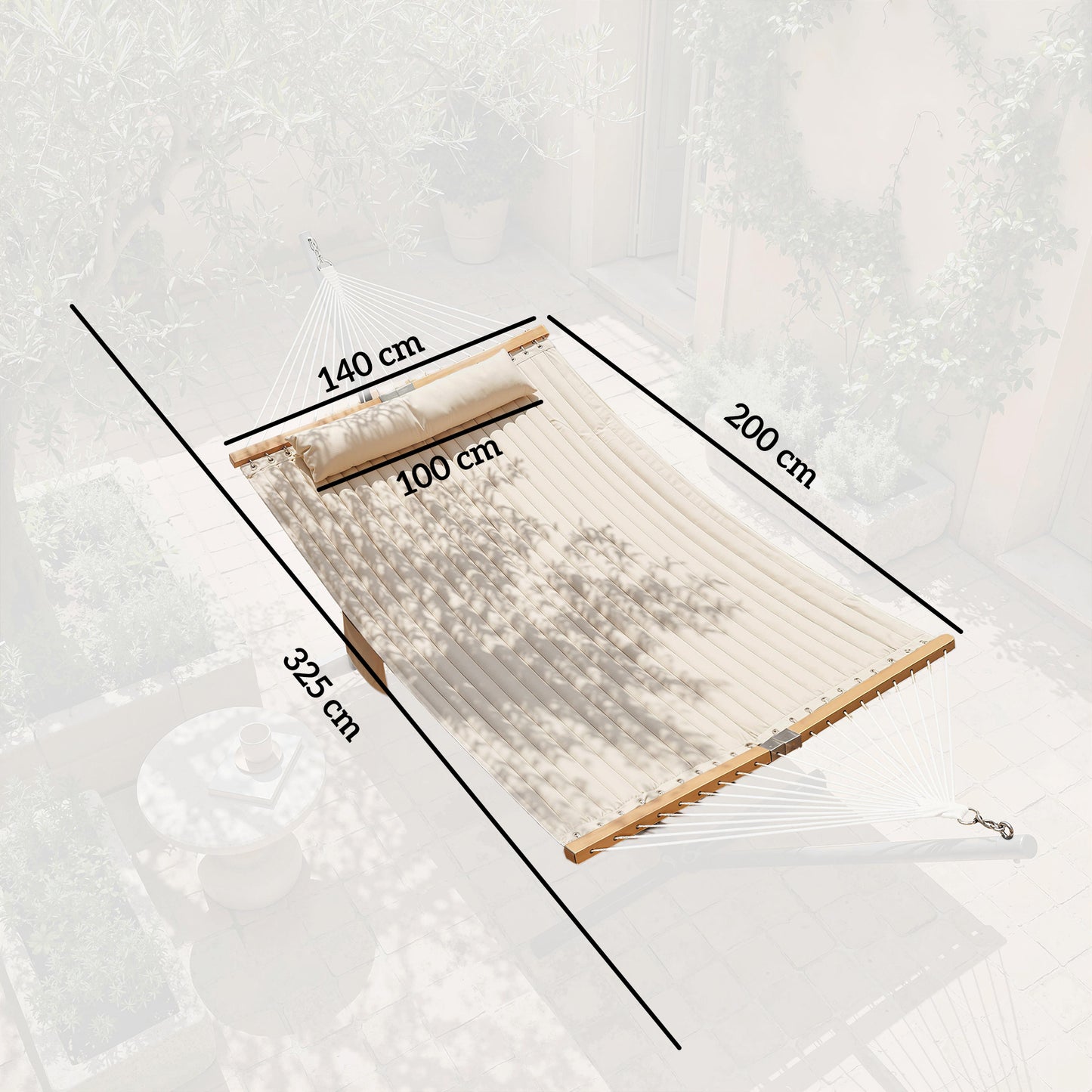 Outsunny Hamaca Acolchada De Jardín Portátil Con Almohada Desmontable Crema_2