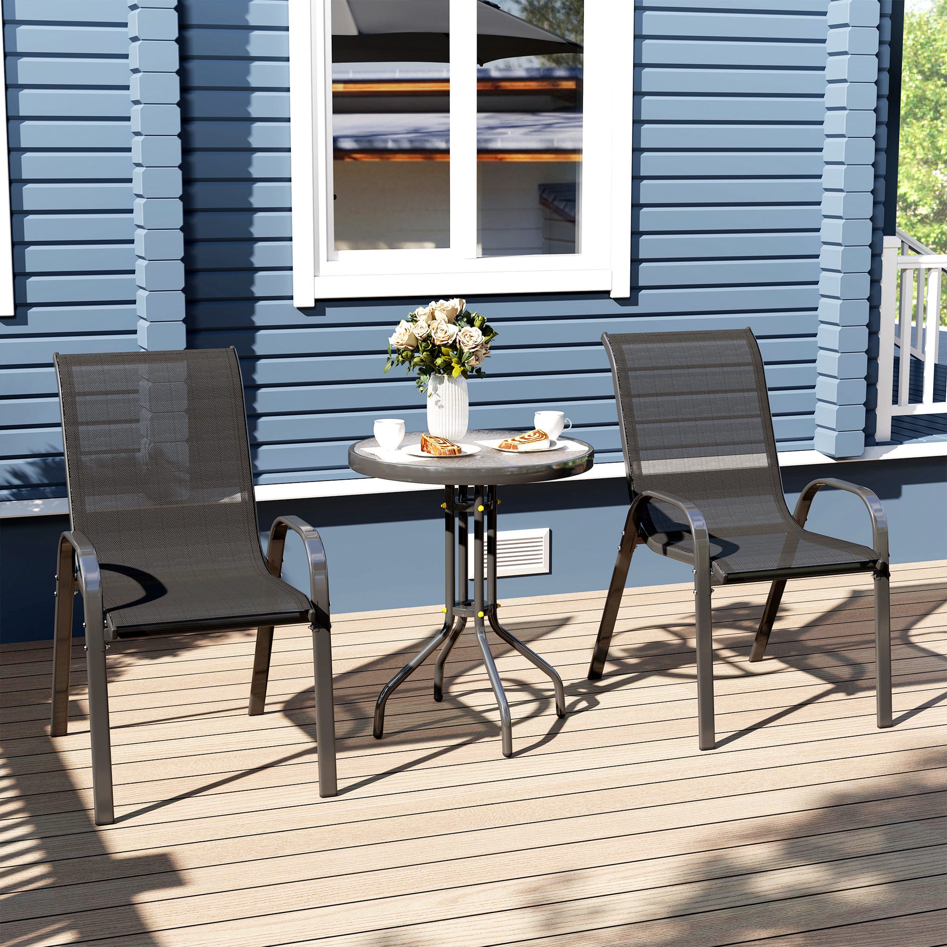 Outsunny Conjunto De Mesa Y Sillas De Terraza Exterior De 3 Piezas_3