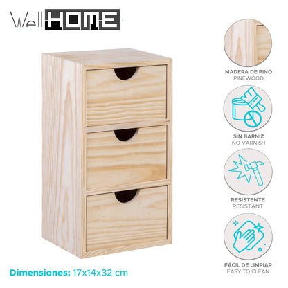 Well Home - Miniblock 3 Cajones En Madera De Pino_1