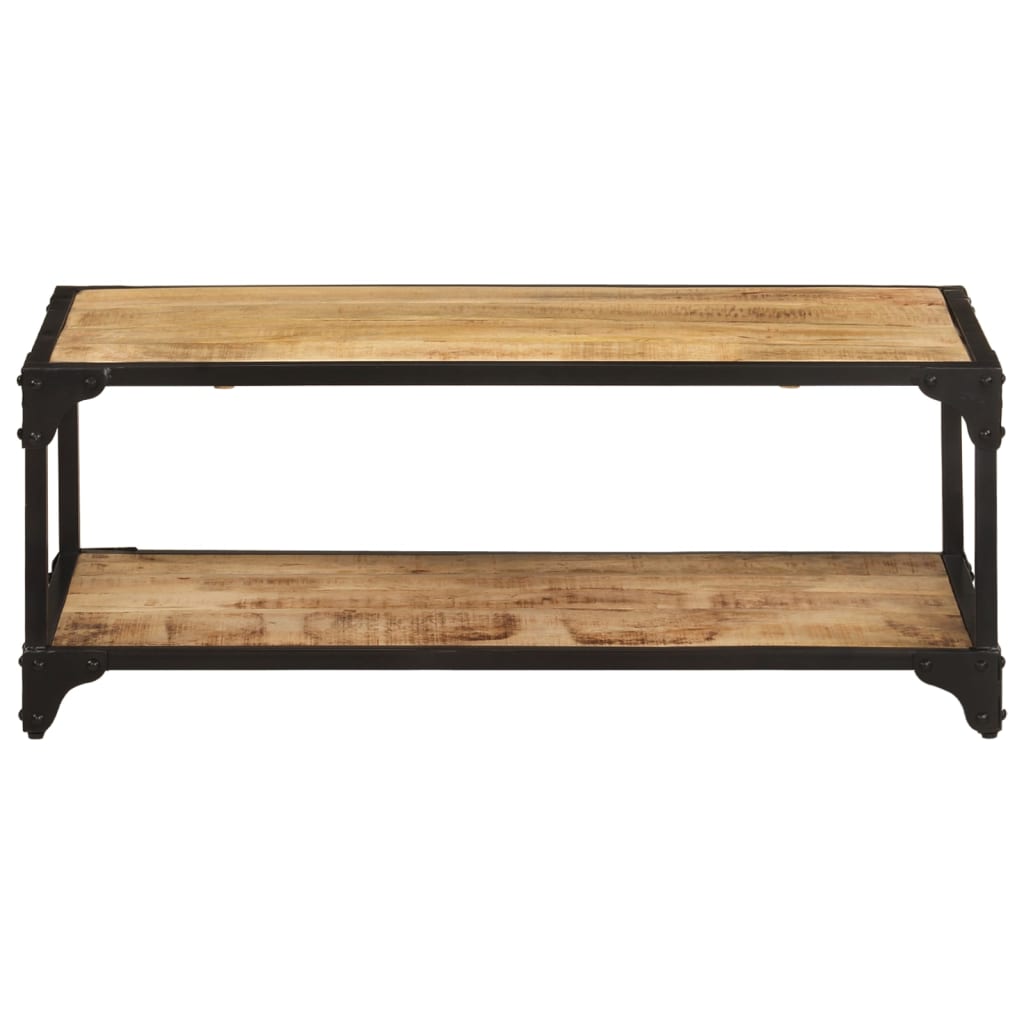 Mesa De Centro De Madera Maciza De Mango Rugosa 90x45x35 Cm_0