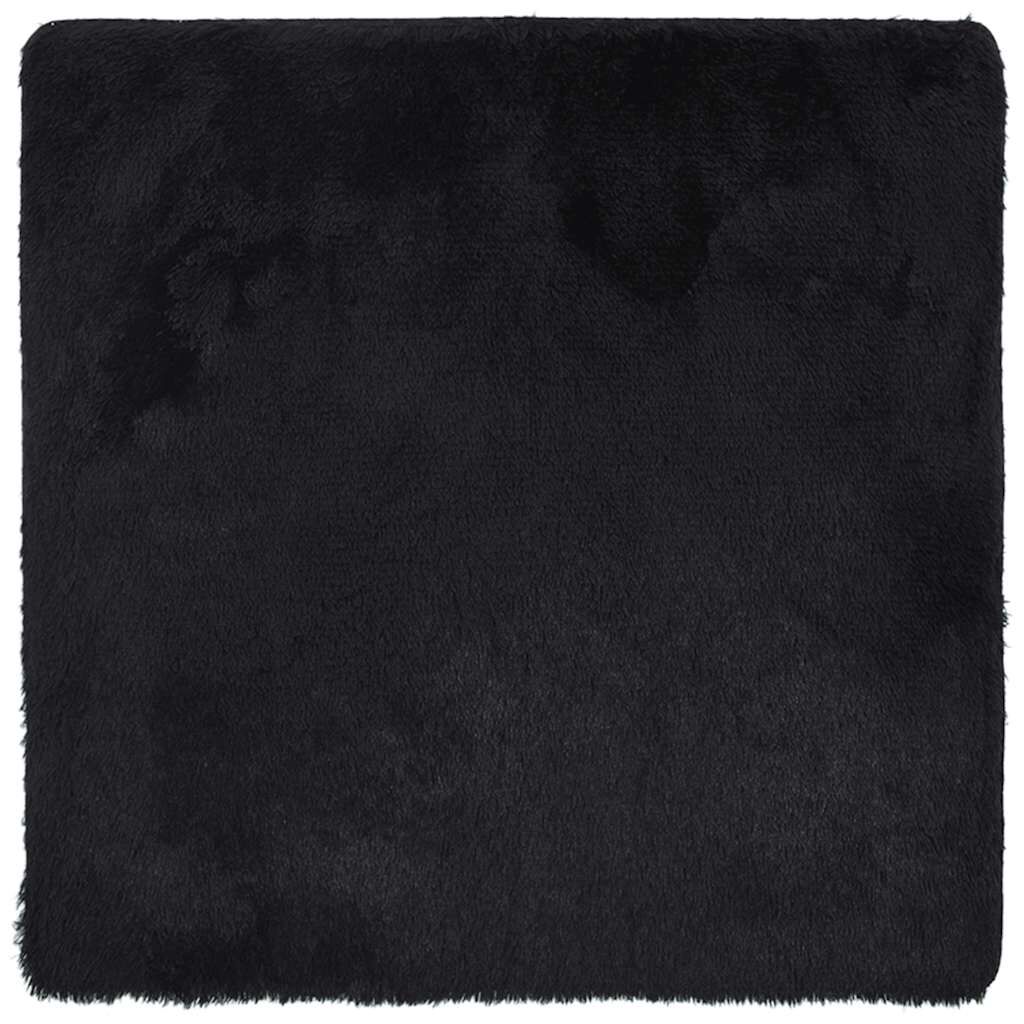 Vidaxl Alfombra Peluda De Pelo Largo Navarra Negra 160x160cm Poliéster_0
