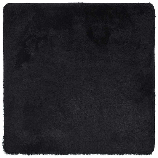 Vidaxl Alfombra Peluda De Pelo Largo Navarra Negra 160x160cm Poliéster_0
