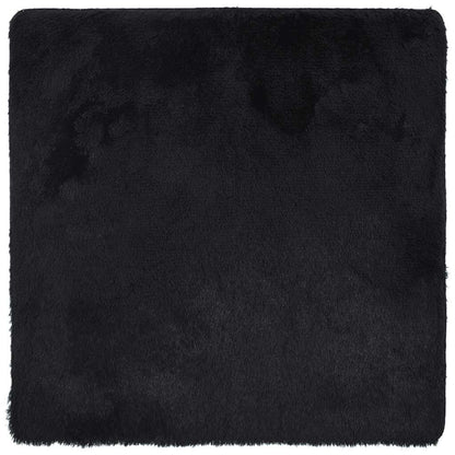 Vidaxl Alfombra Peluda De Pelo Largo Navarra Negra 120x120cm Poliéster_0
